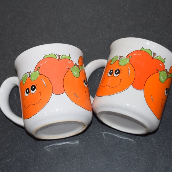 LOT Vtg Nancy Lynn Anthropomorphic Smiling Fruit Coffee Ceramic Mug Cups 70s E55 - Picture 1 of 12
